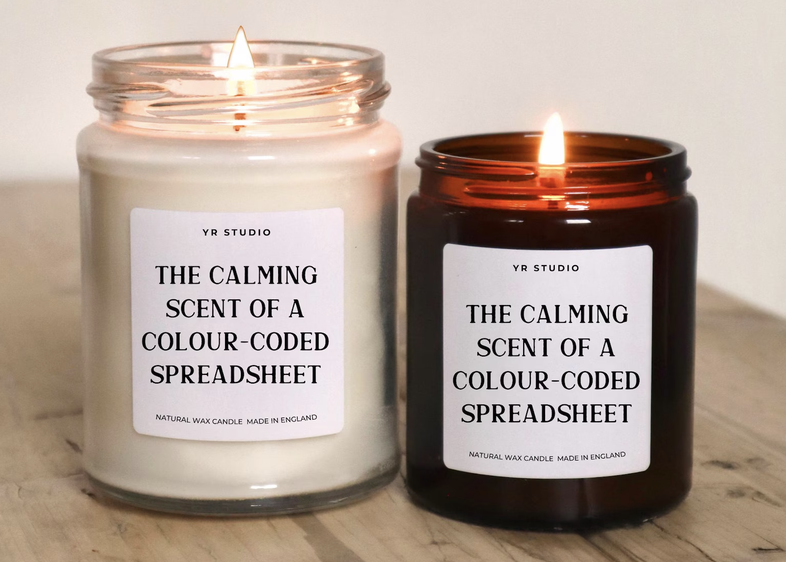 Colour Coded Spreadsheet Gift Candle