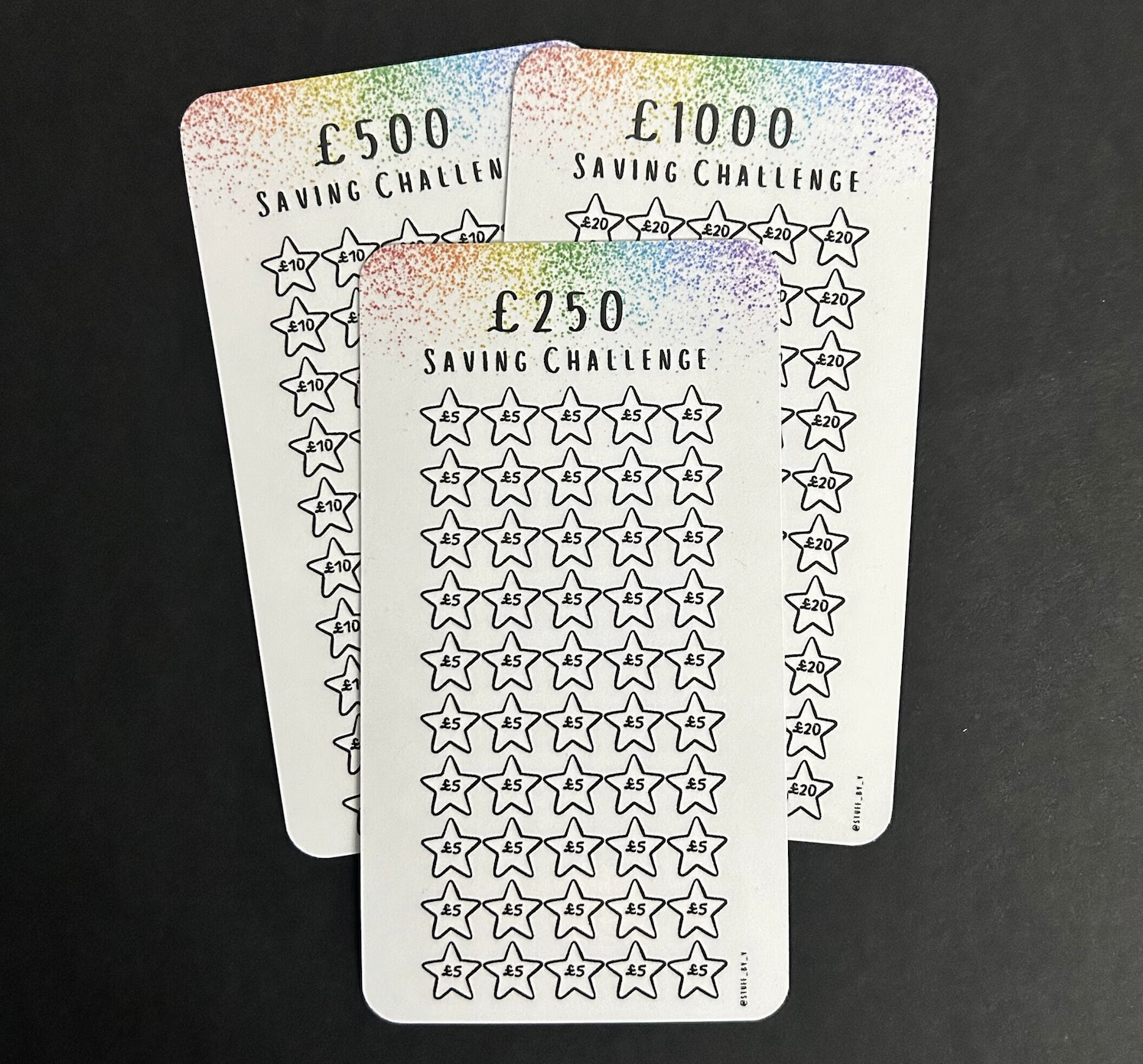 cash savings challenge tracker cards