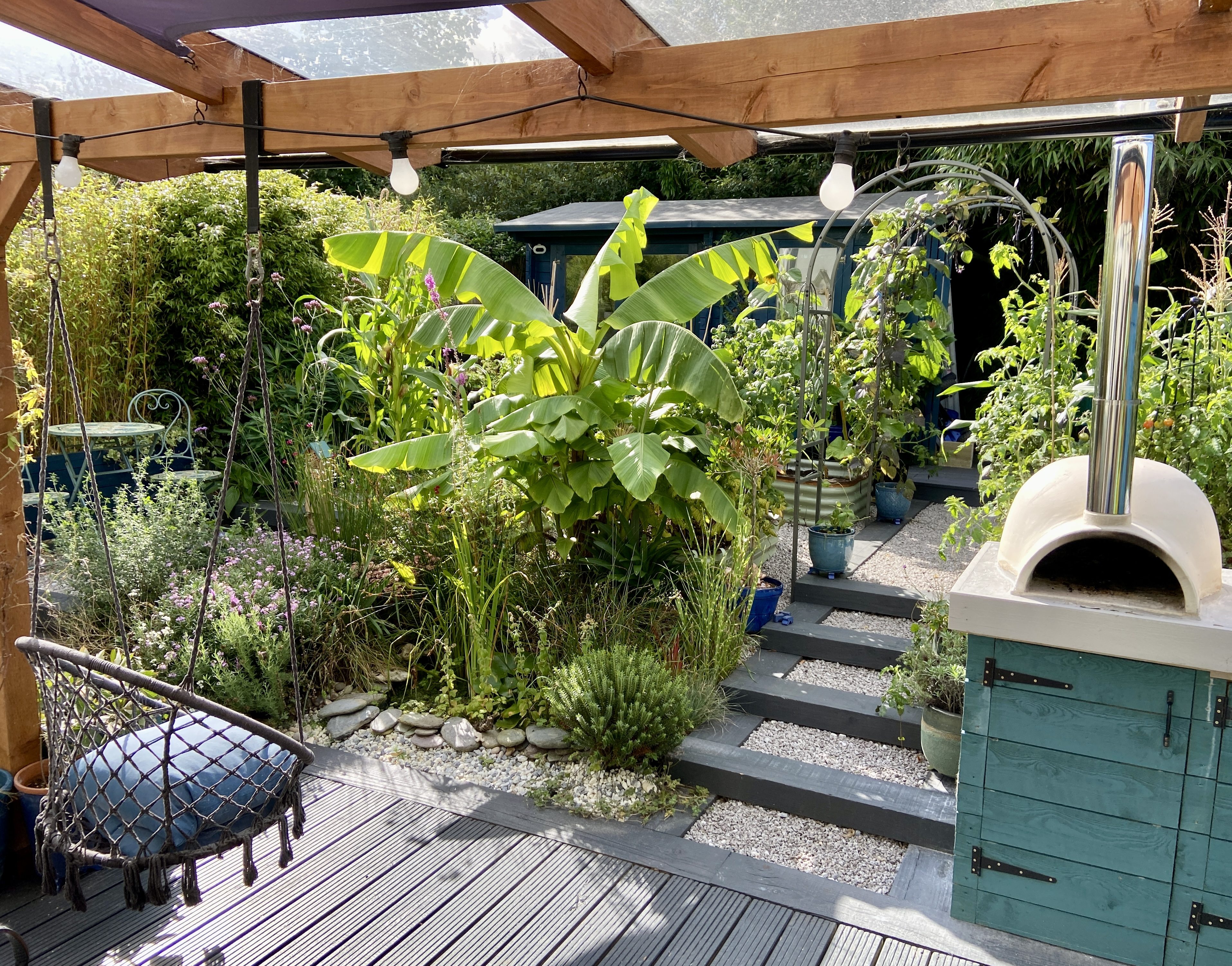 Tropical and Evergreen plants providing year-round greenery