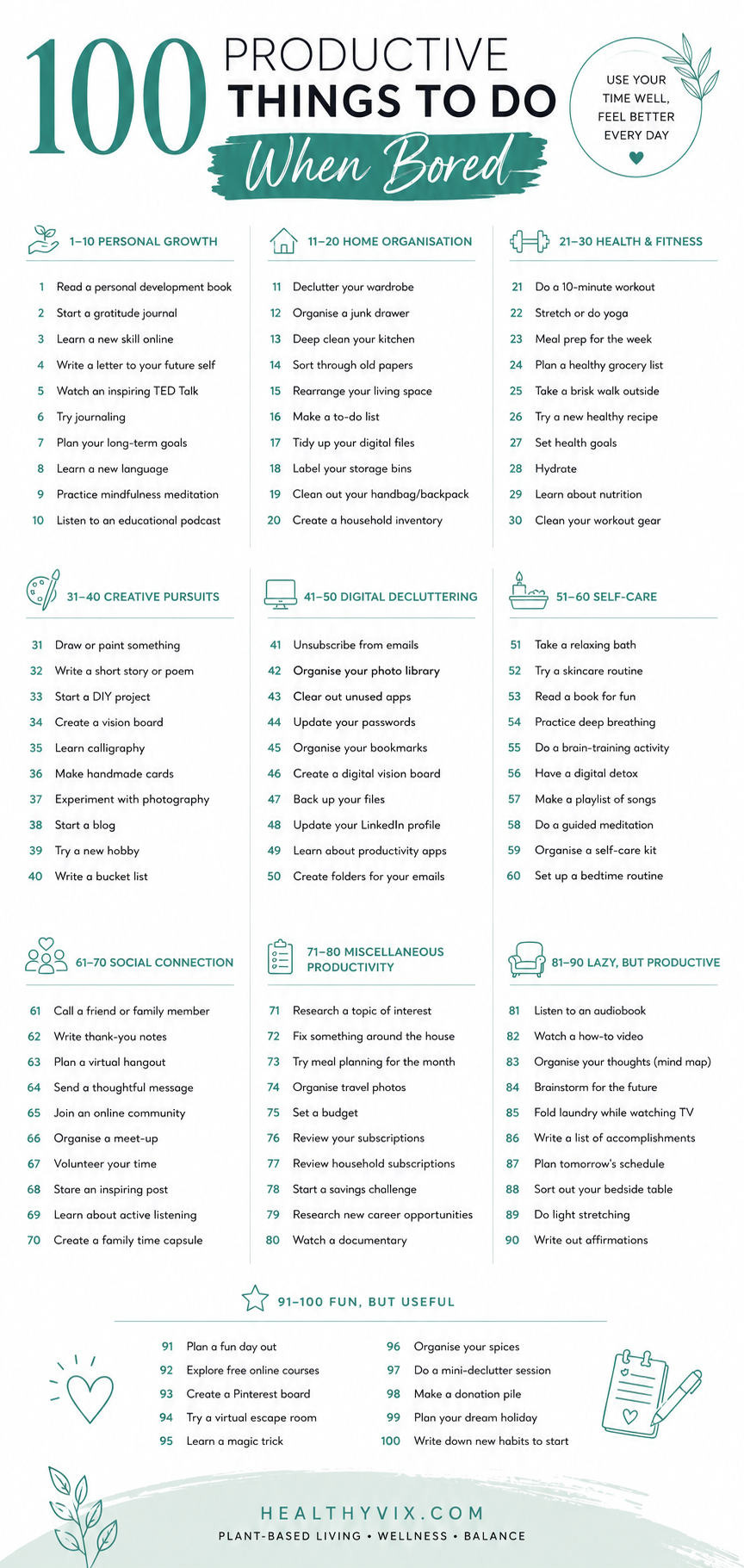 100 Productive Things to Do When Bored