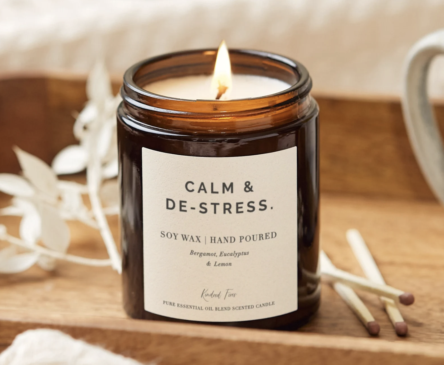 destress soy wax candle